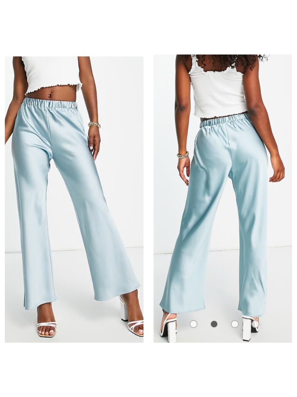 Urban Renewal Remnants Satin Puddle Pants Medium Baby Blue Stretch Wide Leg